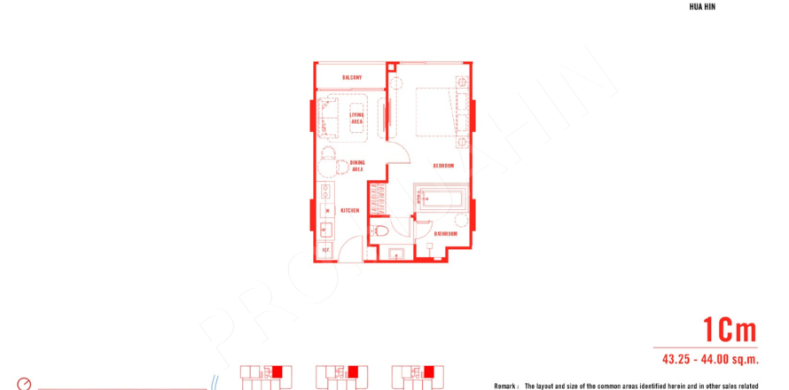 Appartement à Hua Hin, Thaïlande 1 chambre № 194875