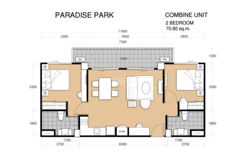 Condominio de 2 dormitorios en Jomtien Beach, Pattaya, Tailandia № 211419 - foto 5