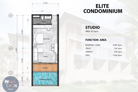 Studio in the Condo in Ko Samui, Thailand  № 179911 - photo 2