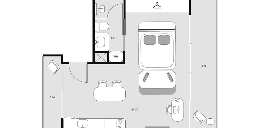 Condominium floor plan «Essence », 1 bedroom in Essence