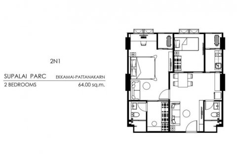 Кондоминиум с 2 спальнями в Суан Луанге, Бангкок, Таиланд № 115449 - фото 1