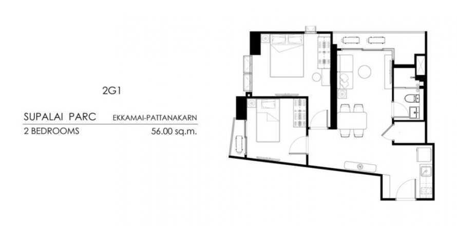 Кондоминиум с 2 спальнями в Суан Луанге, Бангкок, Таиланд № 115450