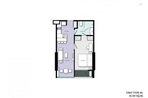 Кондоминиум с 1 спальней в Бангкоке, Таиланд № 166912 - фото 11