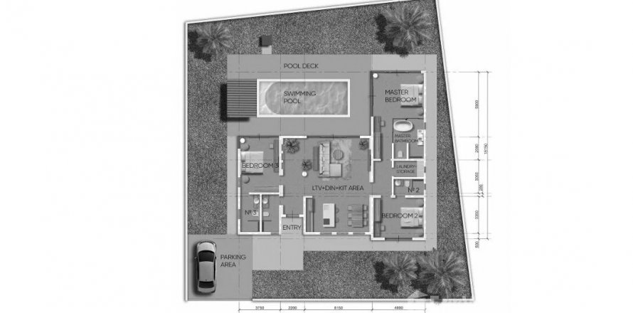 Планировка Виллы «3BR-18» 3 спальни в ЖК Verdant Residence Lamai