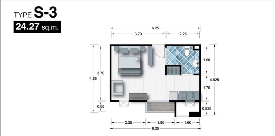 Studio in the Condo in Pattaya, Thailand № 204497