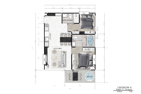 Condo à Pattaya, Thaïlande, 2 chambres № 165160 - photo 15