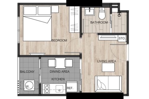 Studio in the Condo in Bang Kapi, Bangkok, Thailand  № 157056 - photo 8