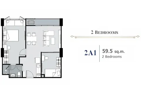 Кондоминиум с 2 спальнями в Дусите, Бангкок, Таиланд № 163263 - фото 9