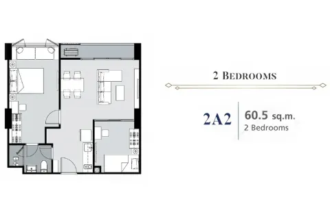 Кондоминиум с 2 спальнями в Дусите, Бангкок, Таиланд № 163263 - фото 11