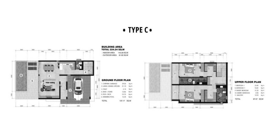 Villa floor plan «TYPE C», 2 bedrooms in Golden Pool Villa Phase 1