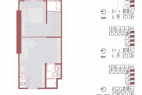Studio in the Condo in Khlong Toei, Bangkok, Thailand  № 145592 - photo 4