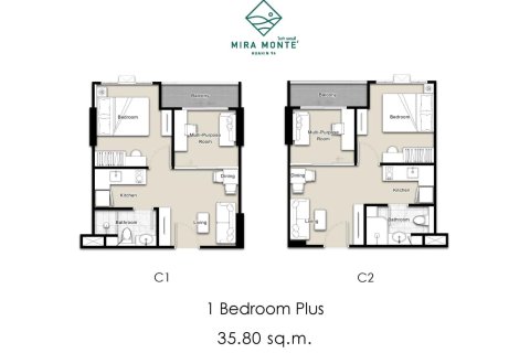 Condo à Hua Hin, Thaïlande, 1 chambre  № 166484 - photo 9