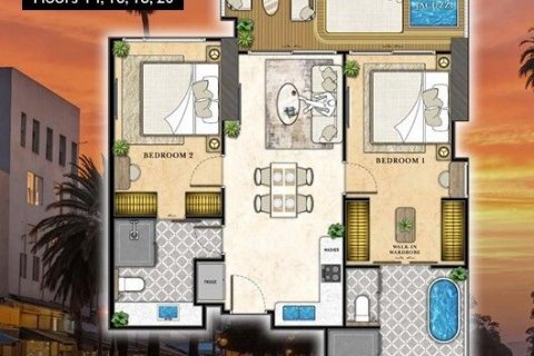 Кондоминиум с 2 спальнями в Паттайе, Таиланд № 145448 - фото 9