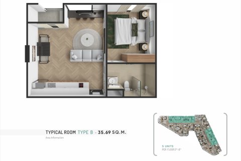 Кондоминиум с 1 спальней в Банг Тао, Таиланд № 165426 - фото 17