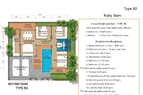 Villa in Hua Hin, Thailand 3 Schlafzimmer № 222608 - Foto 17