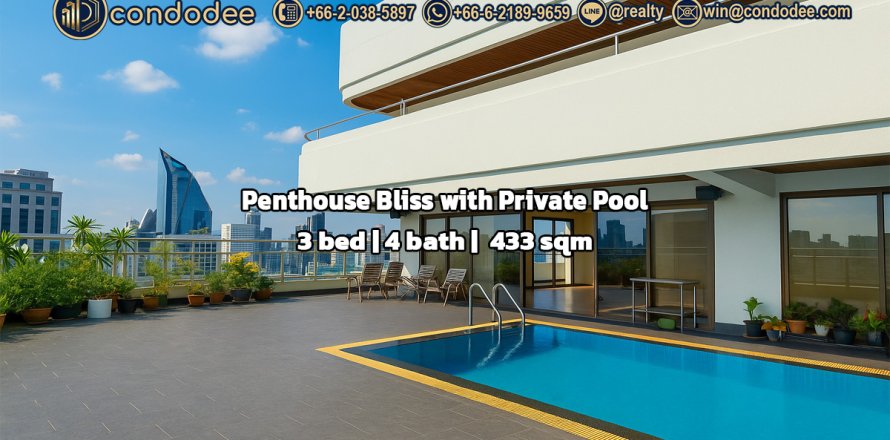 Condo à Khlong Toei, Bangkok, Thaïlande, 3 chambres № 201225