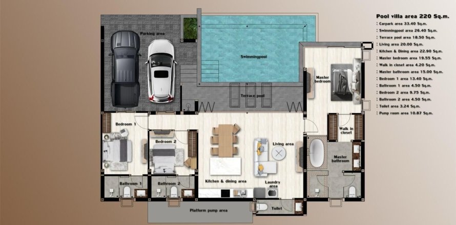 Вилла в Самуи, Таиланд с 3 спальнями  № 149208