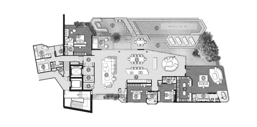 Penthouse floor plan «4BR-9», 4 bedrooms in Hythe condominium