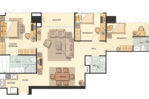 Кондоминиум с 3 спальнями в Бангкоке, Таиланд № 147038 - фото 6