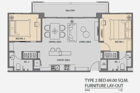 Apartment on Jomtien Beach, Pattaya, Thailand 2 bedrooms № 193175 - photo 5