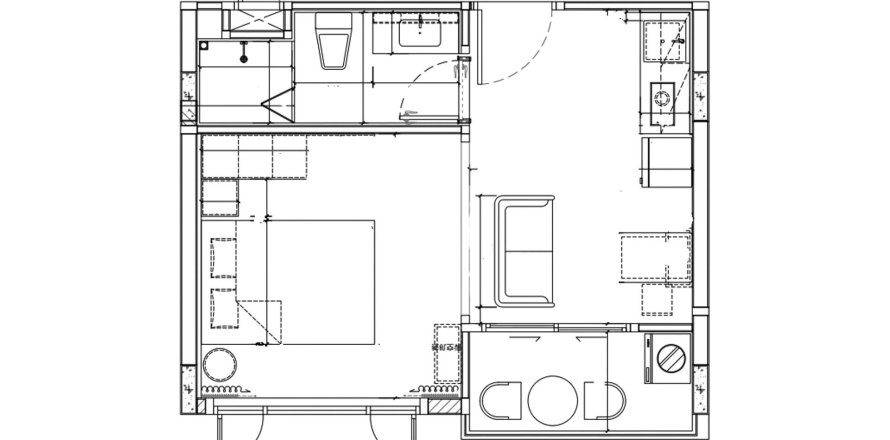 Планировка Квартиры «TYPE B» 1 спальня в ЖК One World One Home Condominium