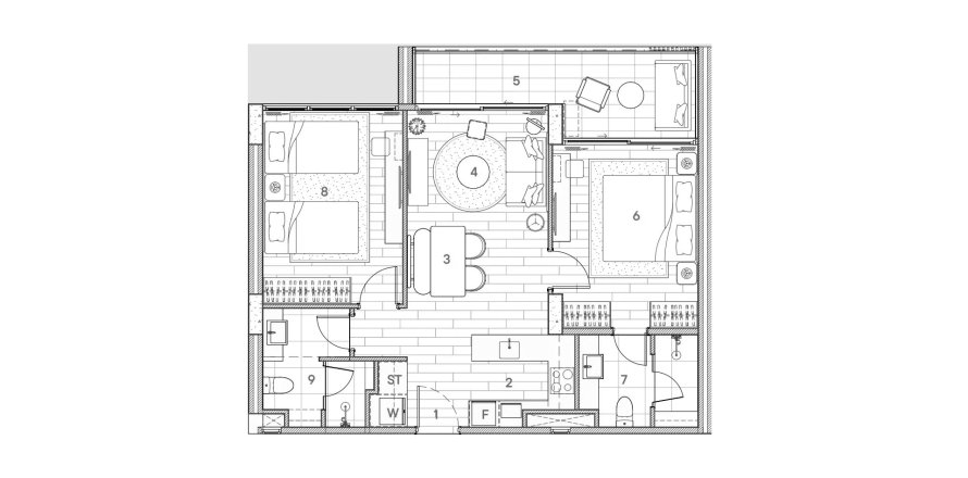 Apartment floor plan «2BR-16», 2 bedrooms in Sudara 