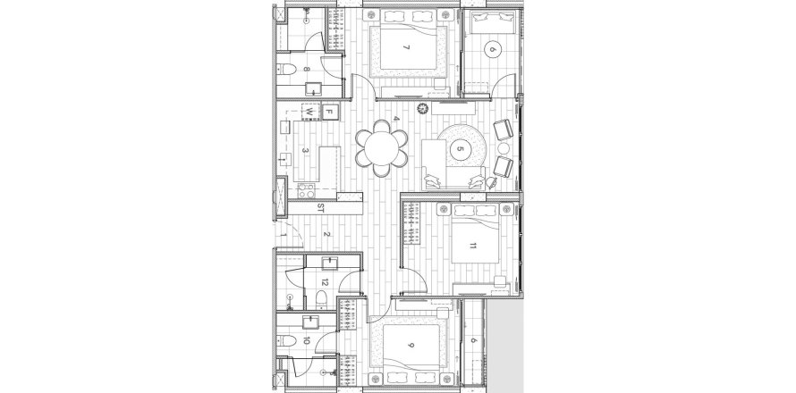 Penthouse floor plan «3BR-20», 3 bedrooms in Sudara 