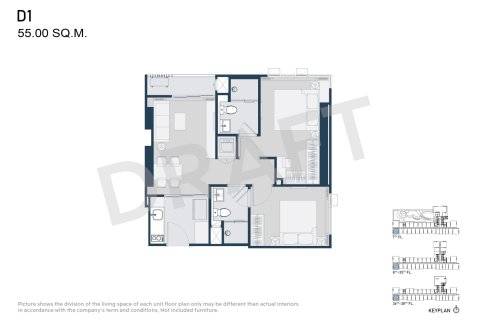 Кондоминиум с 2 спальнями в Бангкоке, Таиланд № 170193 - фото 12