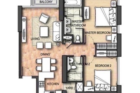 Кондоминиум с 2 спальнями в Бангкоке, Таиланд № 170373 - фото 15