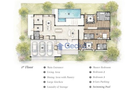 Haus in Pattaya, Thailand 3 Schlafzimmer № 220452 - Foto 6