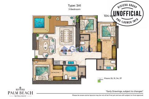 Condo in Pattaya, Thailand, 3 bedrooms  № 196050