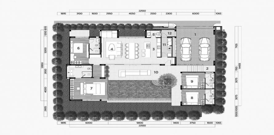 Планировка Виллы «4BR-8» 4 спальни в ЖК The Shann Villas Phuket