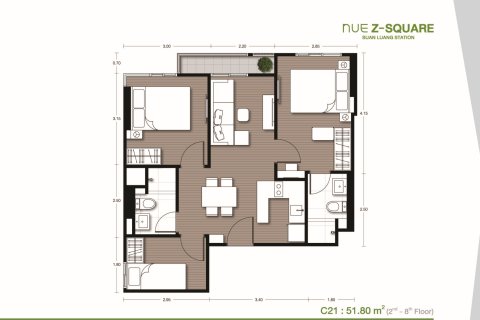 Кондоминиум с 2 спальнями в Бангкоке, Таиланд № 170187 - фото 10