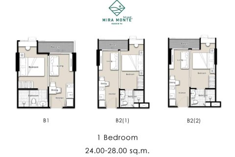คอนโดมิเนียมในอำเภอหัวหิน, ประเทศไทย, 1 ห้องนอน № 203669 - รูปถ่าย 8