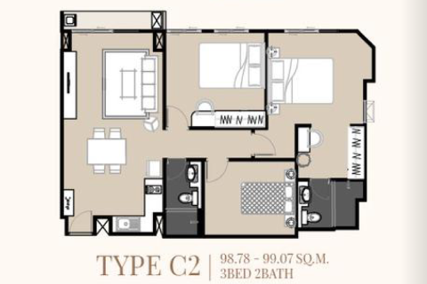 Кондоминиум с 3 спальнями в Ян Наве, Бангкок, Таиланд № 160532 - фото 9