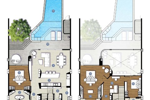 Дуплекс в Банг Тао, Таиланд с 3 спальнями  № 165229 - фото 19