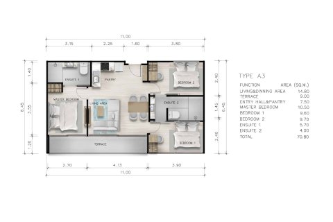 Penthouse à Rawai, Thaïlande 3 chambres № 166805 - photo 26