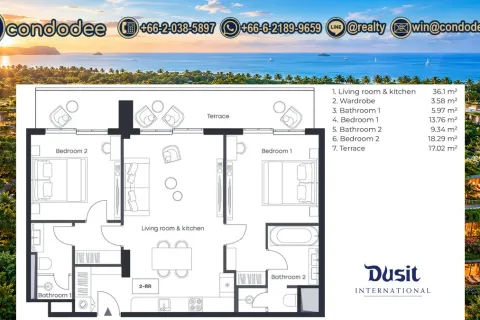 Condo à Bangkok, Thaïlande, 2 chambres № 201882 - photo 8