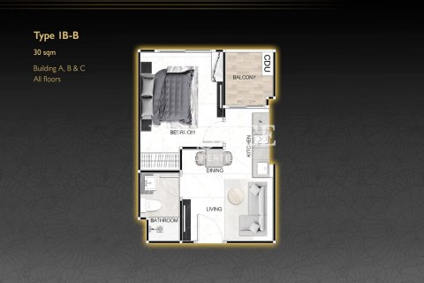 คอนโดมิเนียมในพัทยา, ประเทศไทย, 1 ห้องนอน № 209069 - รูปถ่าย 7