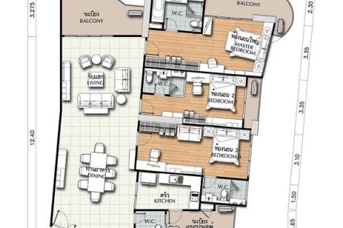 Кондоминиум с 3 спальнями в Бангкоке, Таиланд № 162737 - фото 19