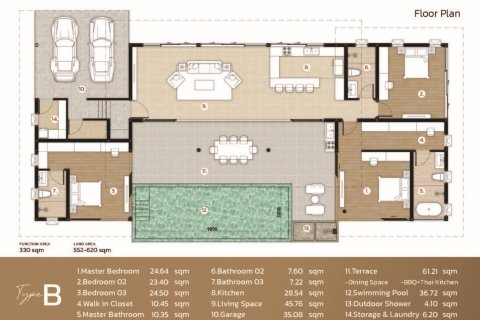 Villa in Hua Hin, Thailand 3 Schlafzimmer № 222706 - Foto 11