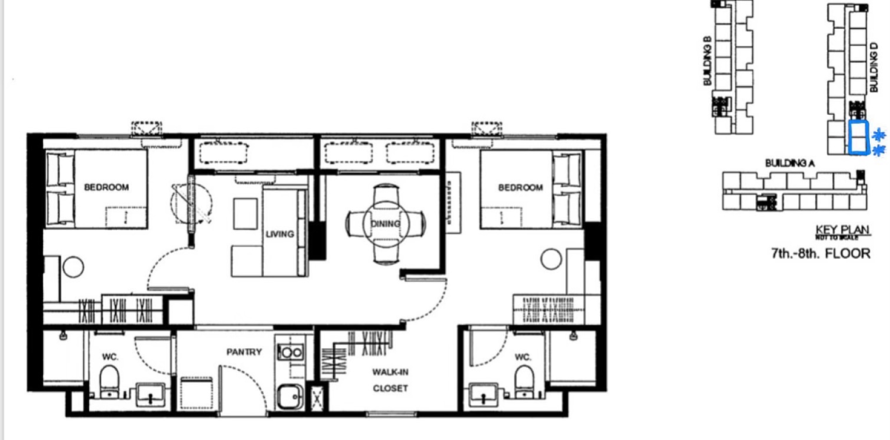 Condominio de 2 dormitorios en Bangkok, Tailandia № 209281