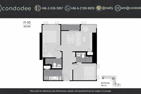 Condo in Watthana, Bangkok, Thailand, 2 bedrooms  № 233996 - photo 3