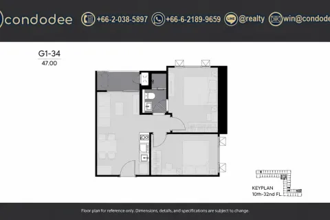 Condo in Watthana, Bangkok, Thailand, 2 bedrooms  № 233995 - photo 5