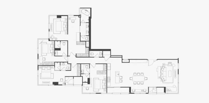 Планировка Квартиры «4BR-47» 4 спальни в ЖК The Residences 38