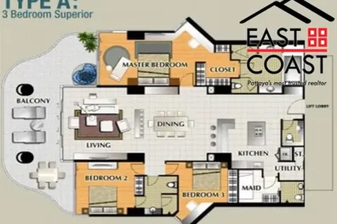Condominio de 3 dormitorios en Jomtien Beach, Pattaya, Tailandia № 213507 - foto 16