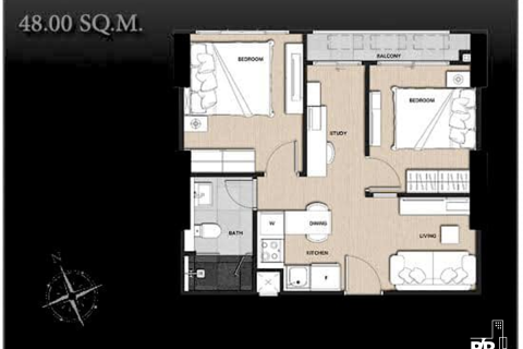 Condo à Bangkok, Thaïlande, 2 chambres № 188020