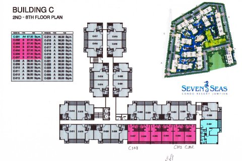 สตูดิโอในคอนโดมิเนียมในพัทยา, ประเทศไทย ใน Seven Seas Condo Resort № 204602