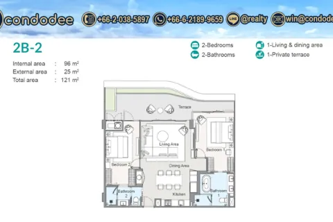 Condo in Bangkok, Thailand, 2 bedrooms  № 201435 - photo 4