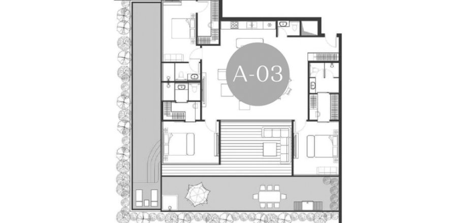 Apartment floor plan «3BR-26», 3 bedrooms in Andaman Boutique Residences